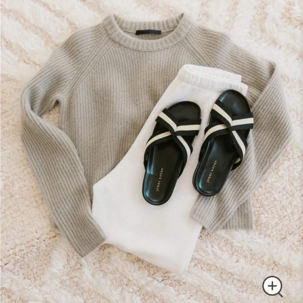 Jenni Kayne Black and Cream Criss-Cross Sandals - Picture 4 of 12